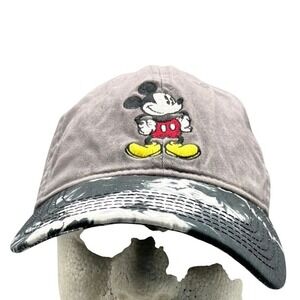 Disney‎ Mickey Mouse Gray Baseball Cap Hat Tie Dye Bill Adjustable